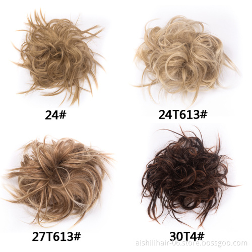 Aishili wholesale messy hair buns extension synthetic hair Elastic Band Chignon for women
